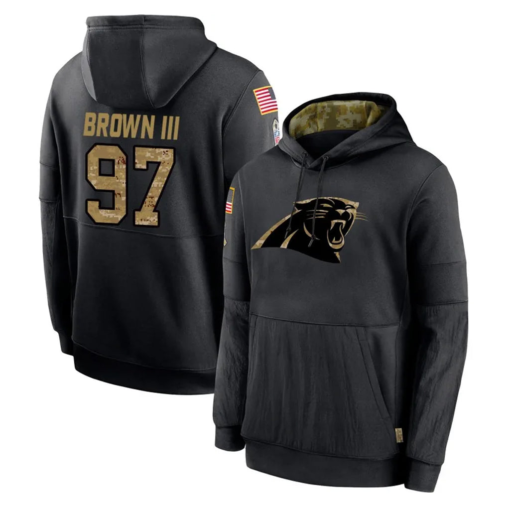 My Store C.Panthers #97 Bobby Brown III Player Black Salute to Service Pullover Hoodies Limited Game Stitched Jerseys