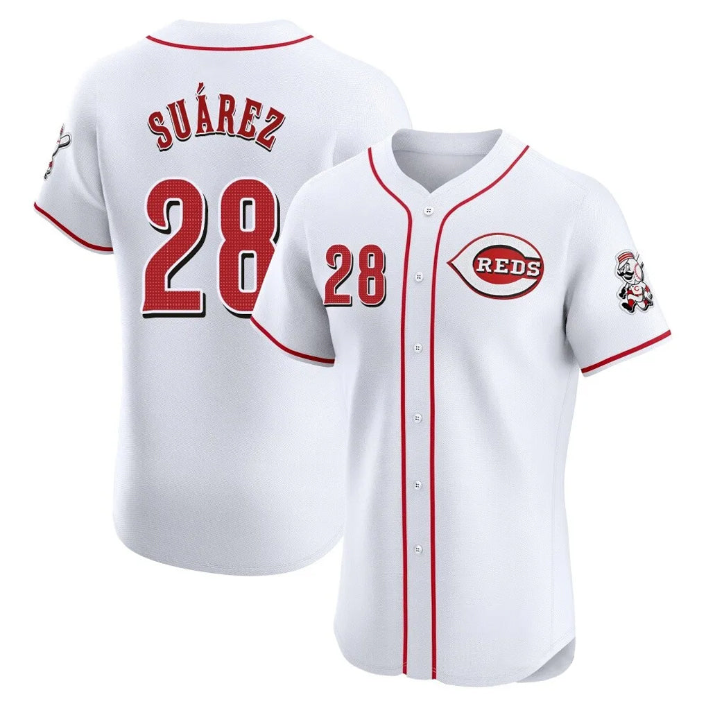 My Store C.Reds #28 Eugenio Su¨¢rez Player White Limited Elite Home Stitched Jerseys