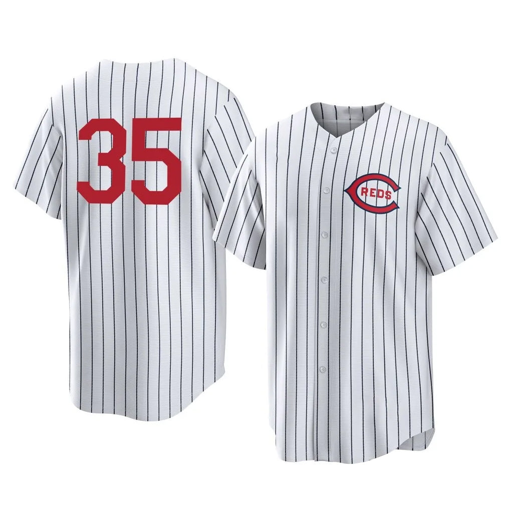 My Store C.Reds #35 Jose Trevino Player White Stripe Field of Dreams Game Home Stitched Jerseys