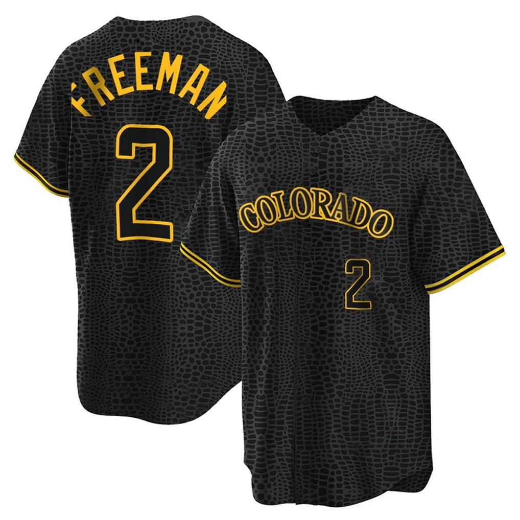 My Store  C.Rockies #2 Tyler Freeman Player Black Snake Skin City Home Game Stitched Jerseys