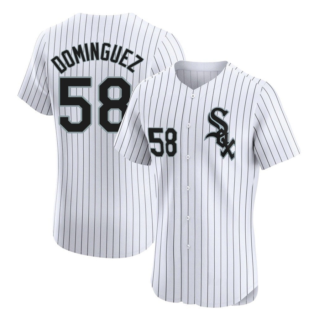My Store C.White Sox #58 Seranthony Dom¨ªnguez Player White Stripe Limited Elite Home Stitched Jerseys