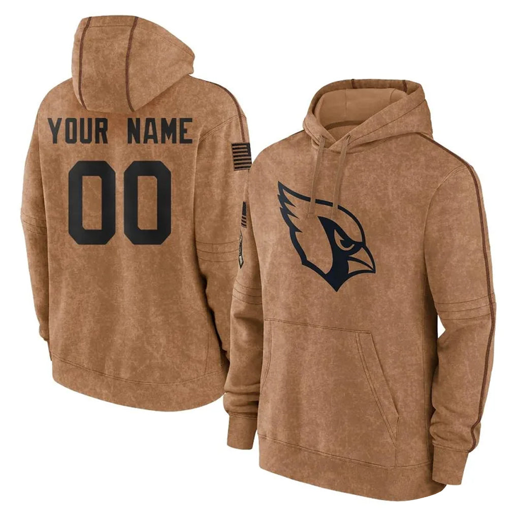 My Store Custom A.Cardinals Brown Salute To Service Limited Hoodies Any Name & Numbers Stitched Jerseys