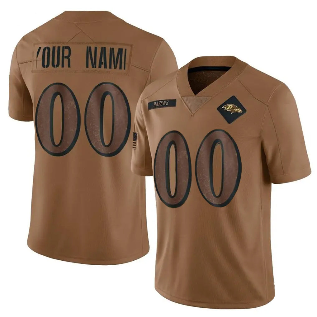 My Store Custom B.Ravens Brown Salute To Service Limited Any Name & Numbers Stitched Jerseys