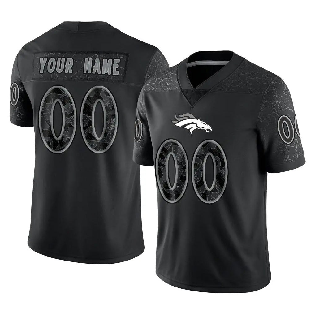 My Store Custom D.Broncos Black Reflective Limited Any Name & Numbers Stitched Jerseys