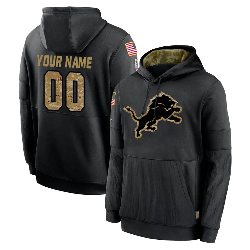 My Store Custom D.Lions Black Salute to Service Hoodies Limited Game Any Name & Numbers Stitched Jerseys