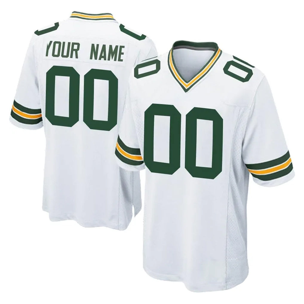 My Store Custom GB.Packers White Home Game Any Name & Numbers Stitched Jerseys