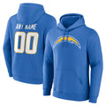 My Store Custom LA.Chargers Blue LOGO Pullover Hoodies Home Game Any Name & Numbers Stitched Jerseys