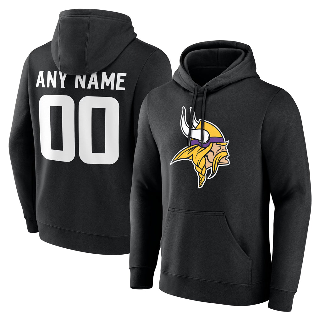 My Store Custom M.Vikings Black LOGO Pullover Hoodies Limited Any Name & Numbers Stitched Jerseys