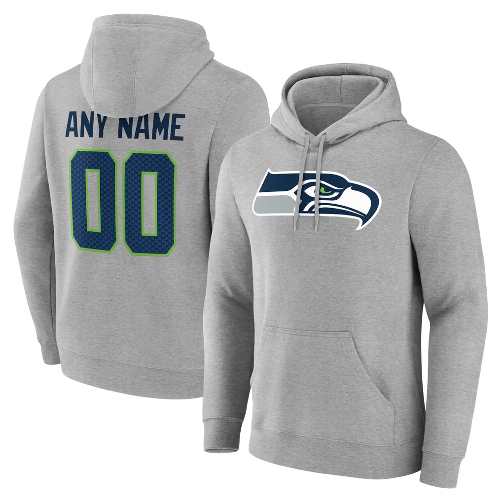 My Store Custom S.Seahawks Gray LOGO Pullover Hoodies Game Any Name & Numbers Stitched Jerseys