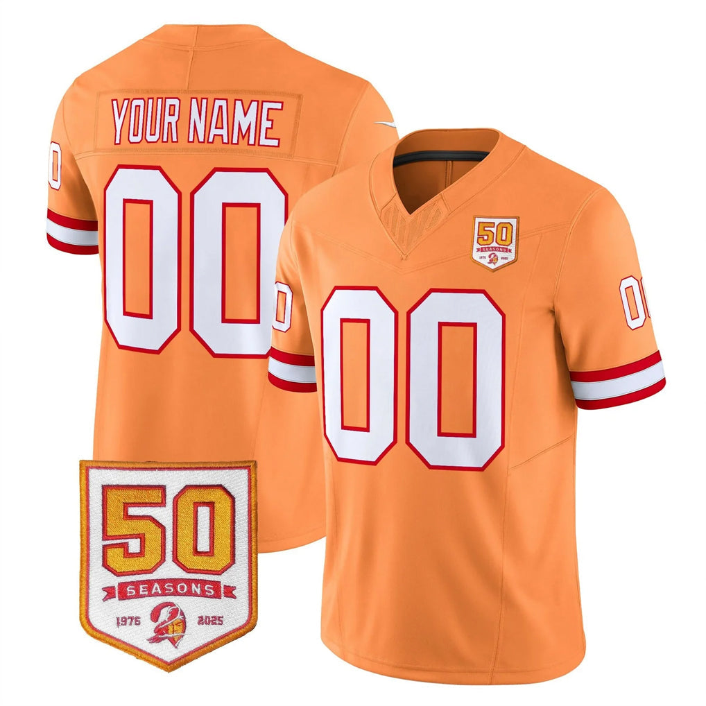 My Store Custom TB.Buccaneers 76' Orange 50th Season Vapor Limited Home Game Any Name & Numbers Stitched Jerseys