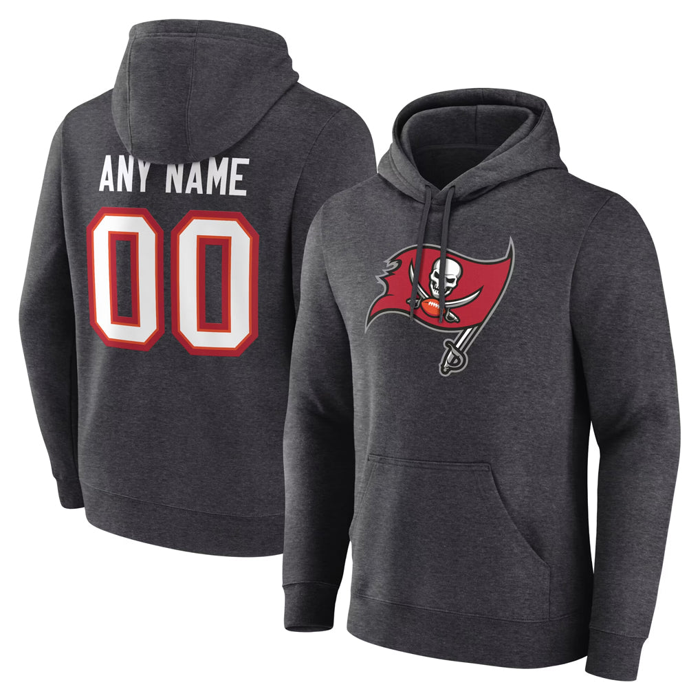 My Store Custom TB.Buccaneers Gray LOGO Pullover Hoodie Home Game Any Name & Numbers Stitched Jerseys