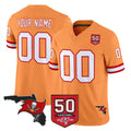 My Store Custom TB.Buccaneers Orange 50th Season Vapor Limited Home Game Any Name & Numbers Stitched Jerseys