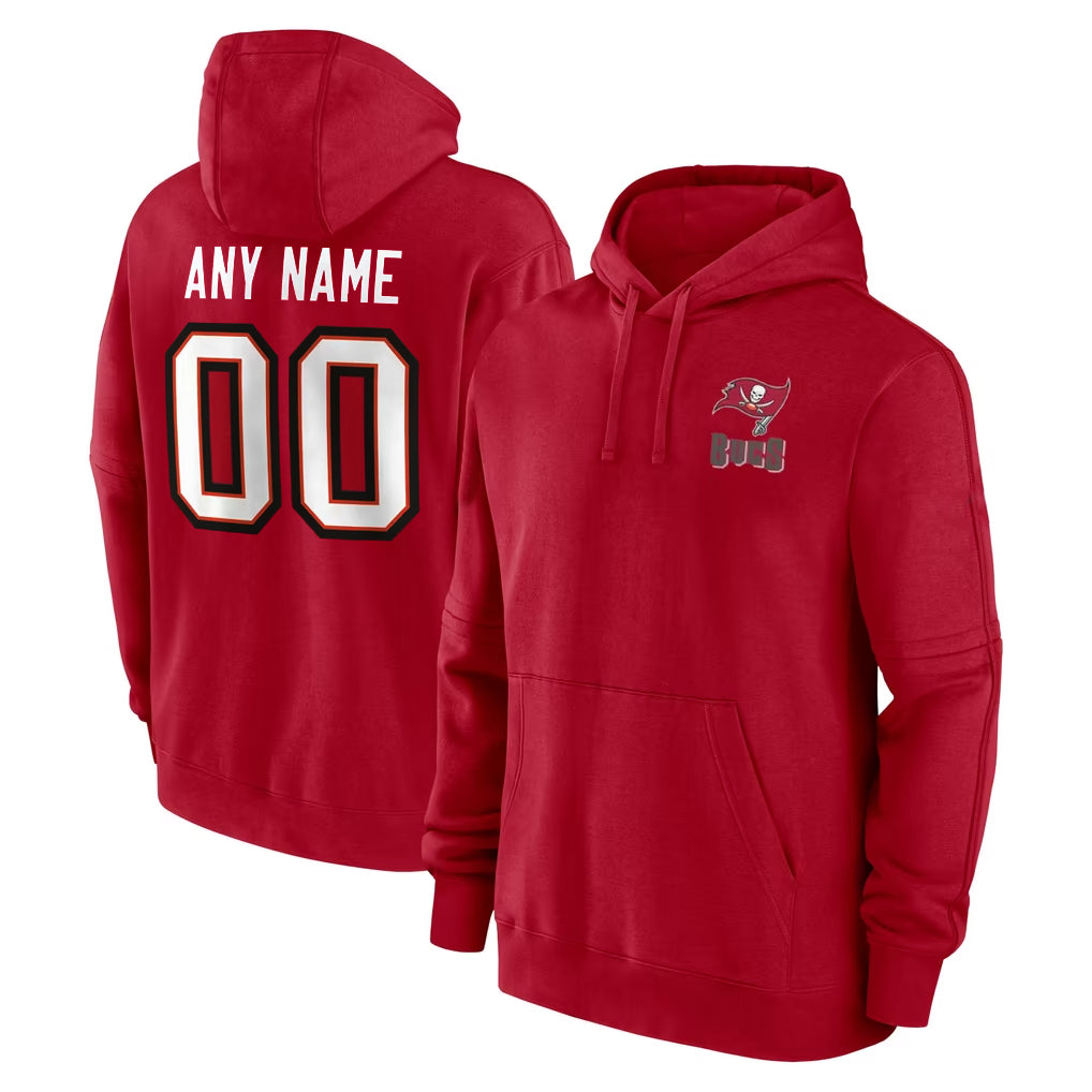 My Store Custom TB.Buccaneers Red LOGO Pullover Hoodie Home Game Any Name & Numbers Stitched Jerseys