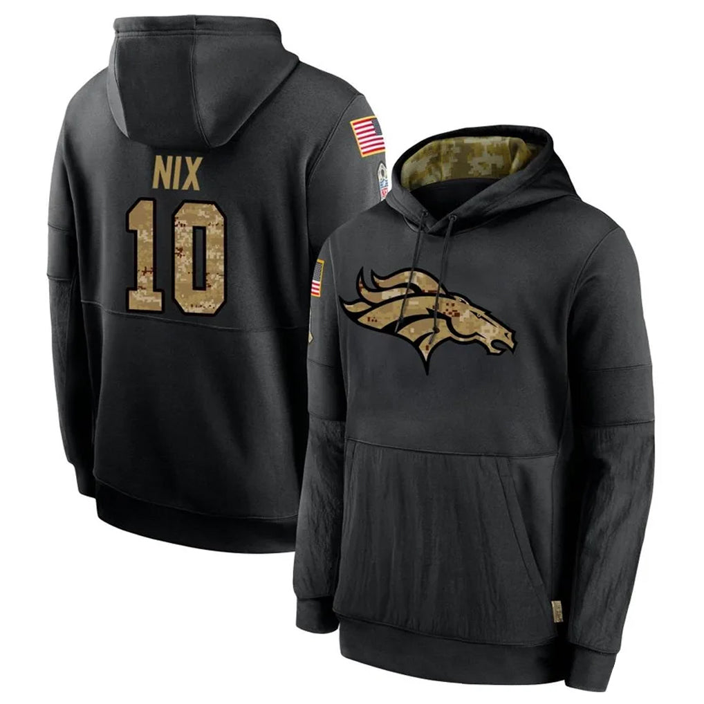 My Store D.Broncos #10 Bo Nix Player Black Salute to Service Pullover Hoodies Limited Stitched Jerseys