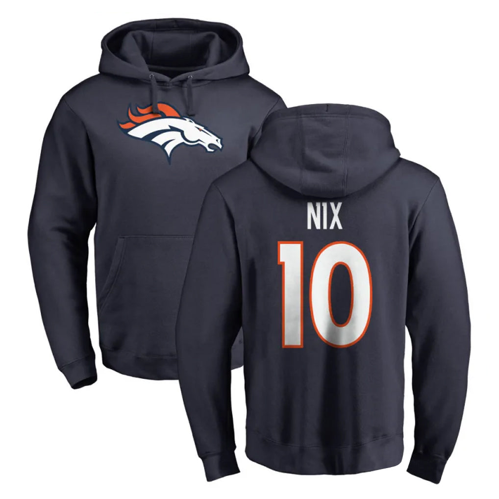 My Store D.Broncos #10 Bo Nix Player Navy Pullover Hoodie Limited Stitched Jerseys