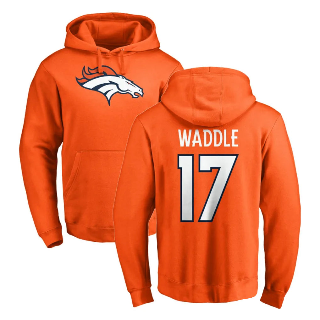 My Store D.Broncos #17 Jaylen Waddle Player Orange Pullover Hoodie Limited Stitched Jerseys