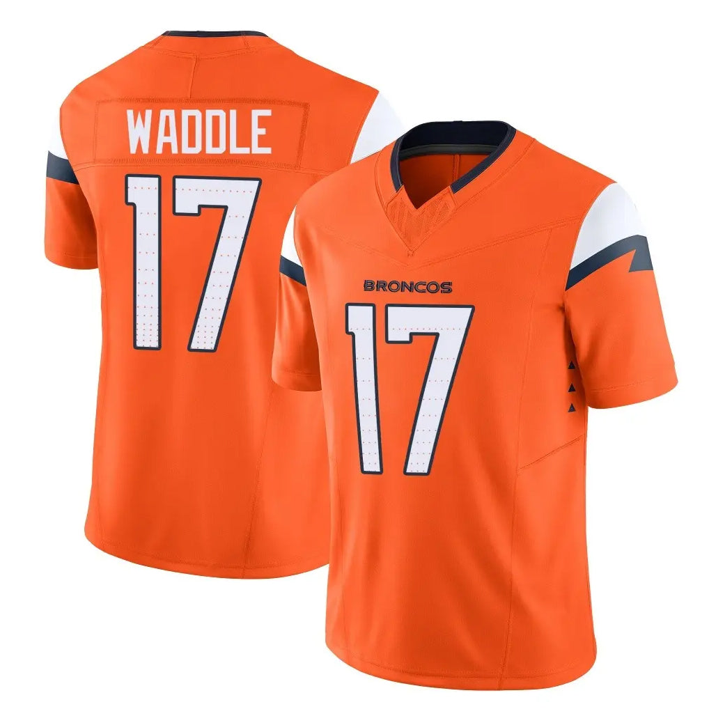 My Store D.Broncos #17 Jaylen Waddle Player Orange Vapor F.U.S.E. Limited Home Game Stitched Jerseys