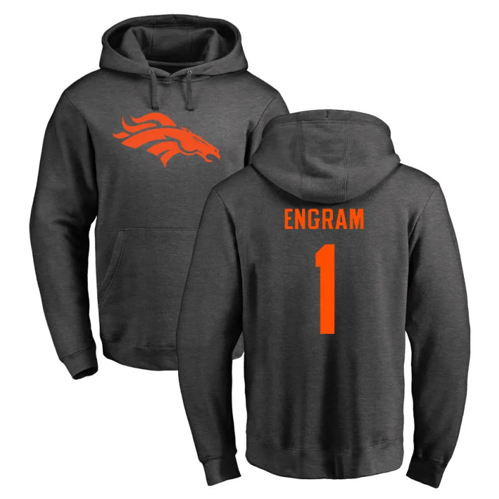 My Store D.Broncos #1 Evan Engram Player Ash One Color Pullover Hoodie Limited Stitched Jerseys