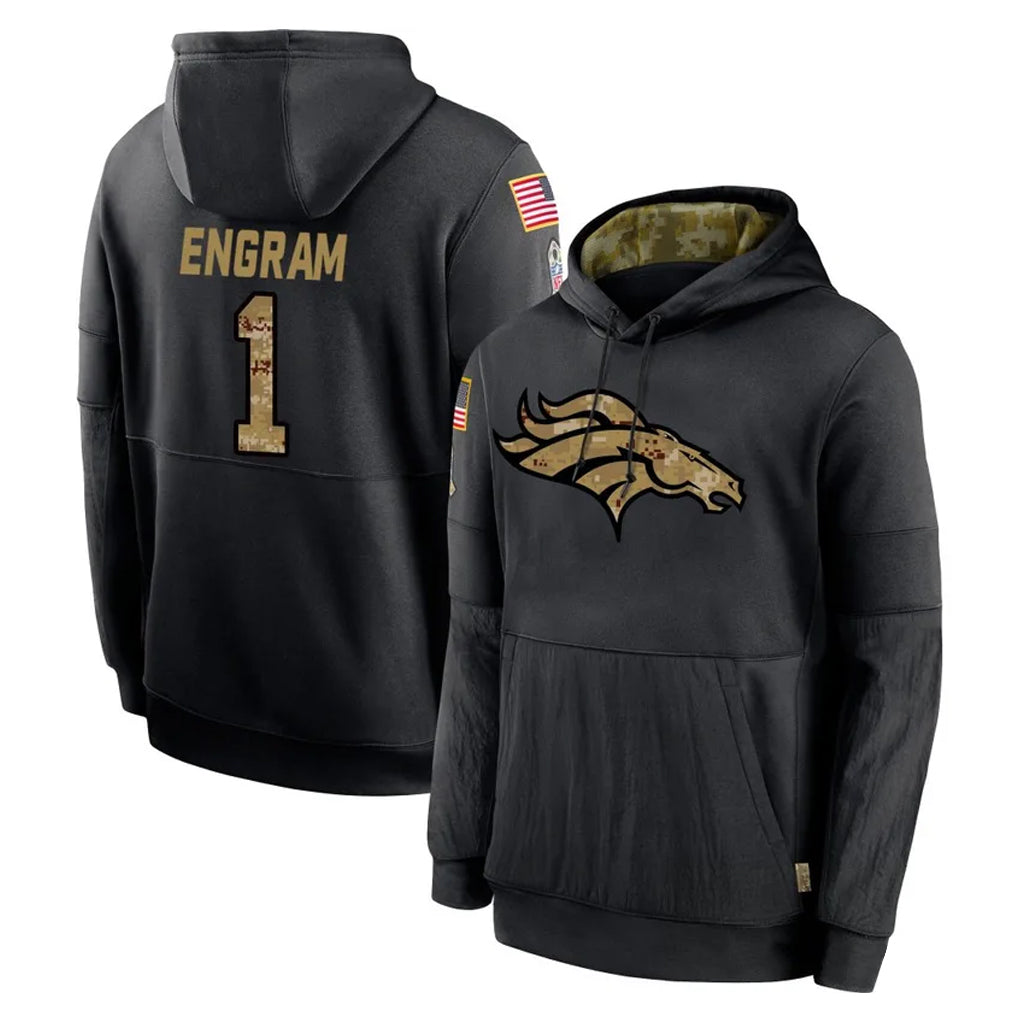 My Store D.Broncos #1 Evan Engram Player Black Salute to Service Pullover Hoodies Limited Stitched Jerseys