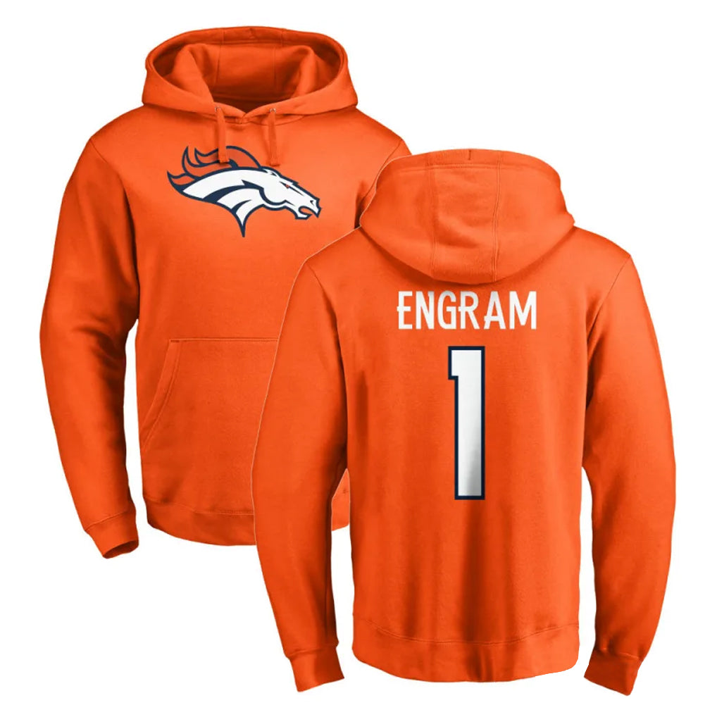 My Store D.Broncos #1 Evan Engram Player Orange Pullover Hoodie Limited Stitched Jerseys
