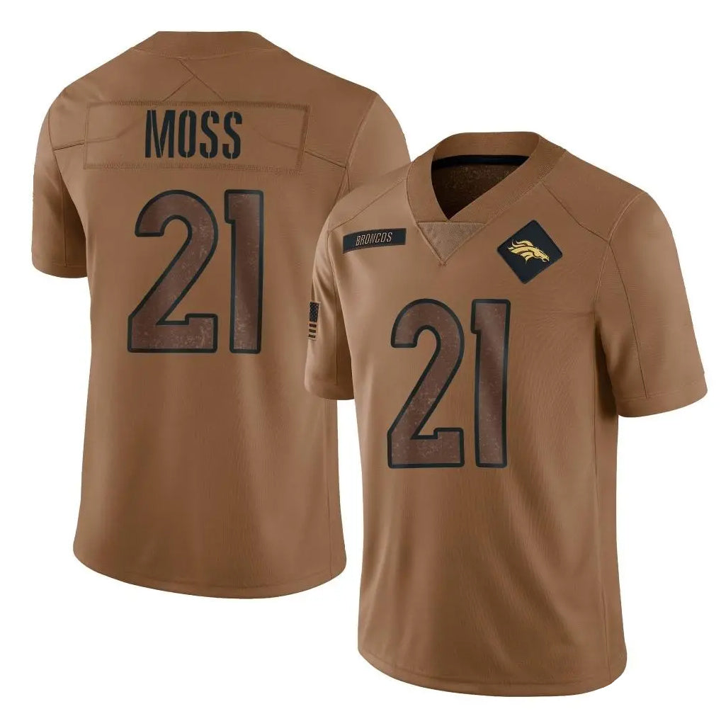 My Store D.Broncos #21 Riley Moss Player Brown Salute To Service Limited Stitched Jerseys
