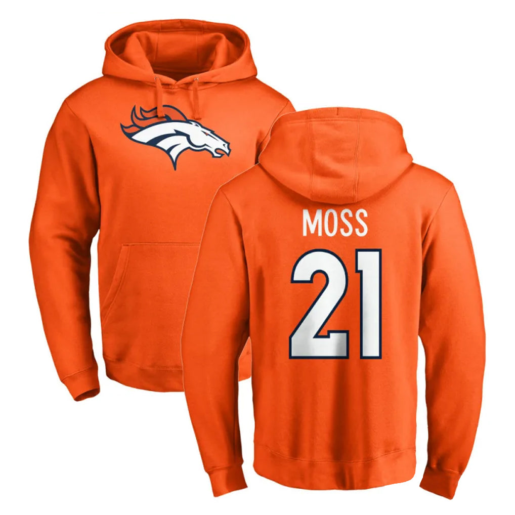 My Store D.Broncos #21 Riley Moss Player Orange Pullover Hoodie Limited Stitched Jerseys