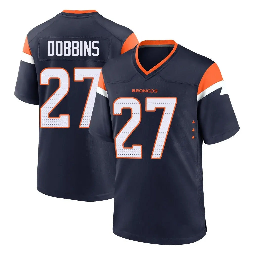 My Store D.Broncos #27 J.K. Dobbins Player Navy Home Game Stitched Jerseys