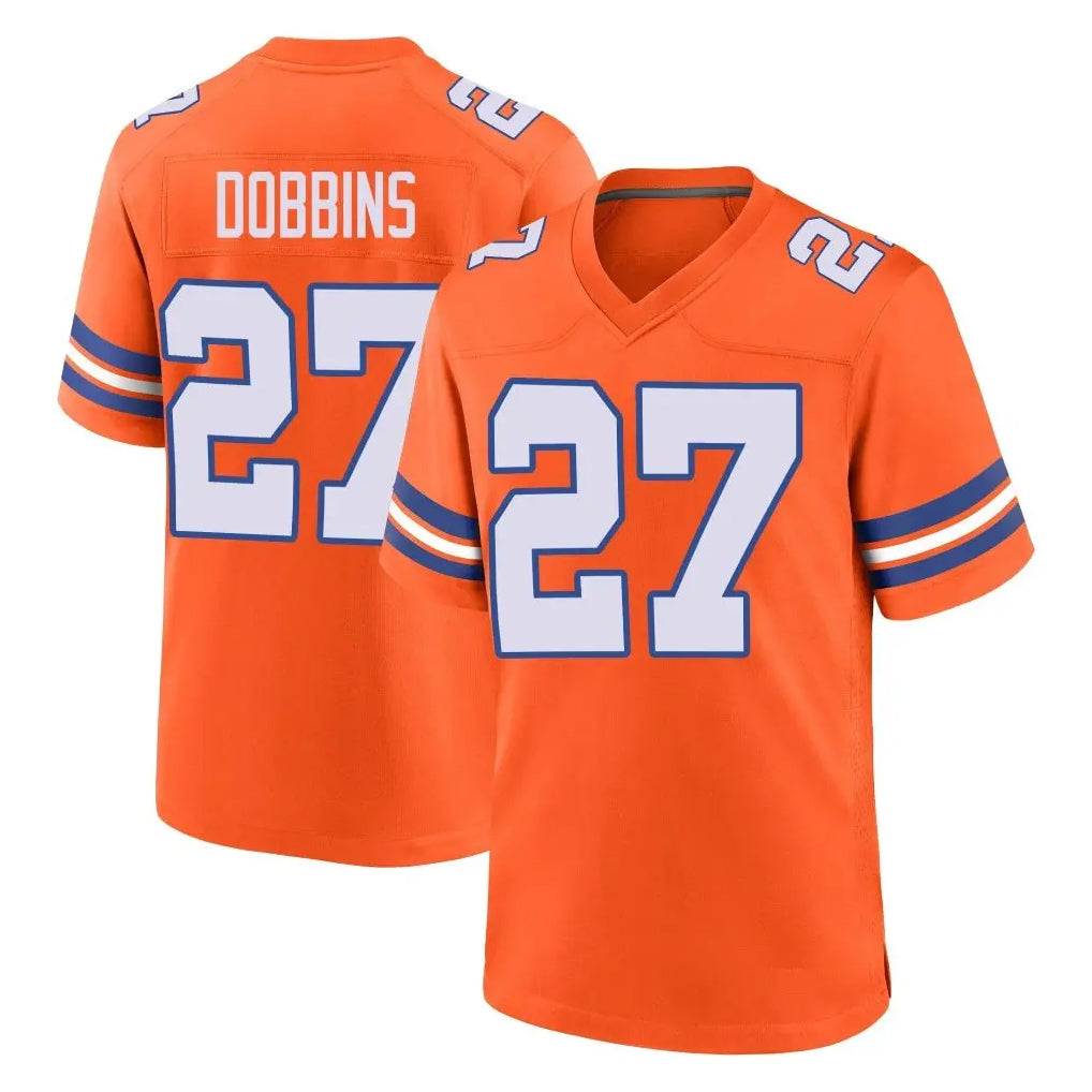 My Store D.Broncos #27 J.K. Dobbins Player Orange Alternate Collection Throwback Game Stitched Jerseys
