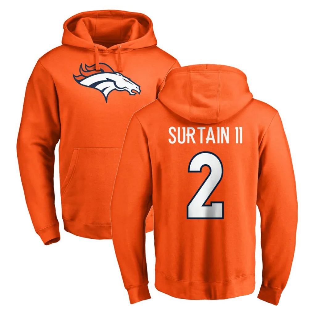 My Store D.Broncos #2 Pat Surtain II Player Orange Pullover Hoodie Limited Stitched Jerseys
