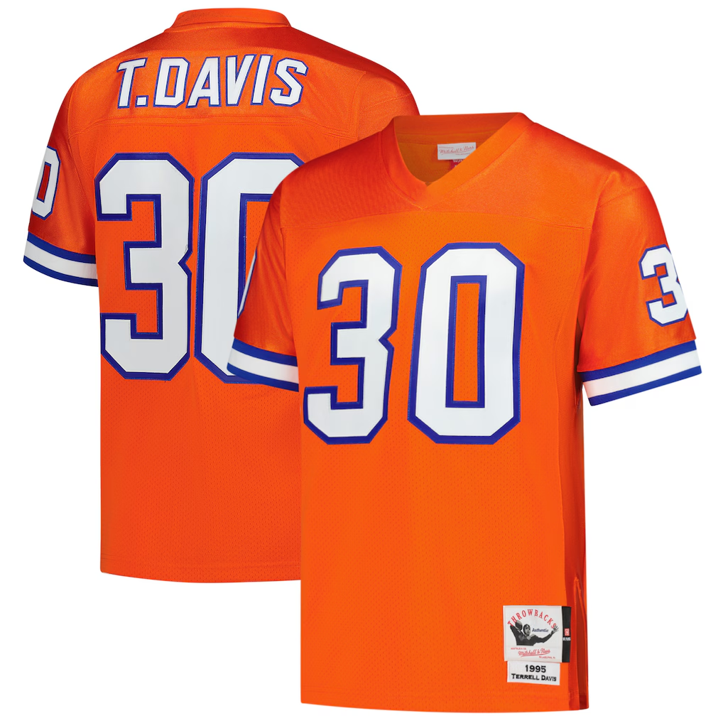 My Store D.Broncos #30 Terrell Davis Mitchell & Ness Orange 1995 Authentic Throwback Retired Player Stitched Jerseys