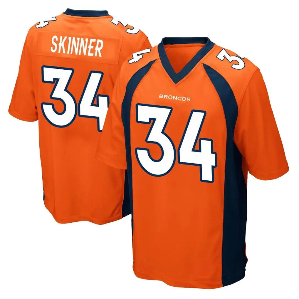 My Store D.Broncos #34 JL Skinner Player Orange Color Home Game Stitched Jerseys