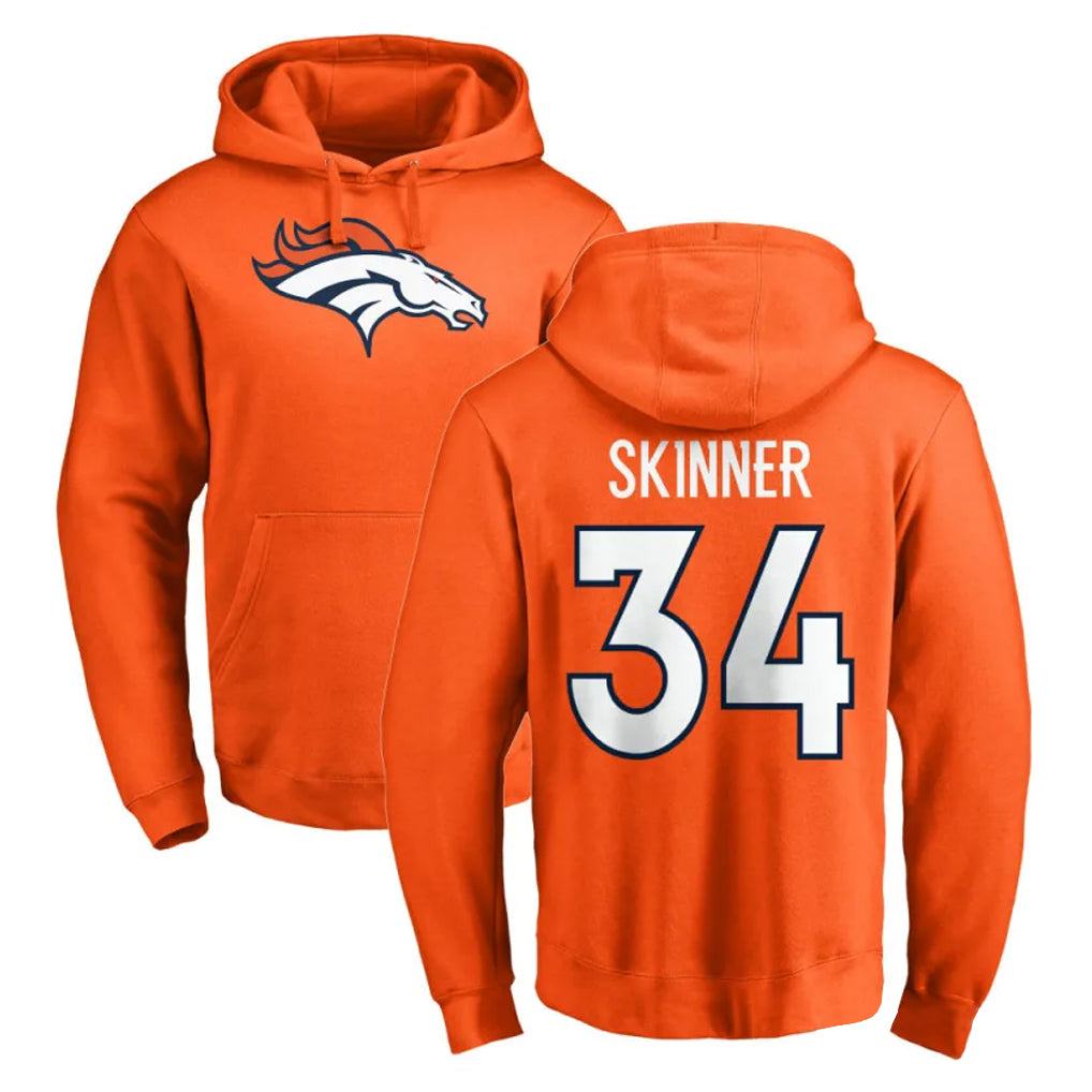 My Store D.Broncos #34 JL Skinner Player Orange Pullover Hoodie Limited Stitched Jerseys