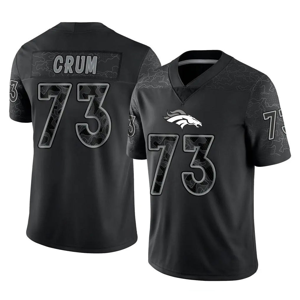 My Store D.Broncos #73 Frank Crum Player Black Reflective Limited Stitched Jerseys