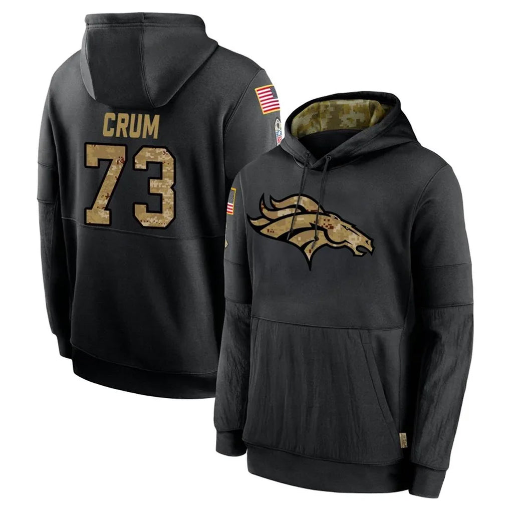 My Store D.Broncos #73 Frank Crum Player Black Salute to Service Pullover Hoodies Limited Stitched Jerseys