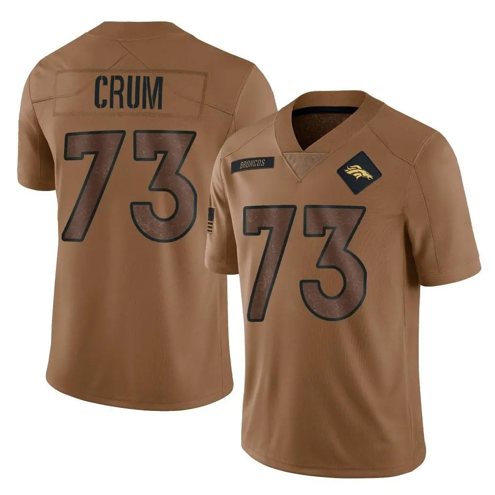 My Store D.Broncos #73 Frank Crum Player Brown Salute To Service Limited Stitched Jerseys