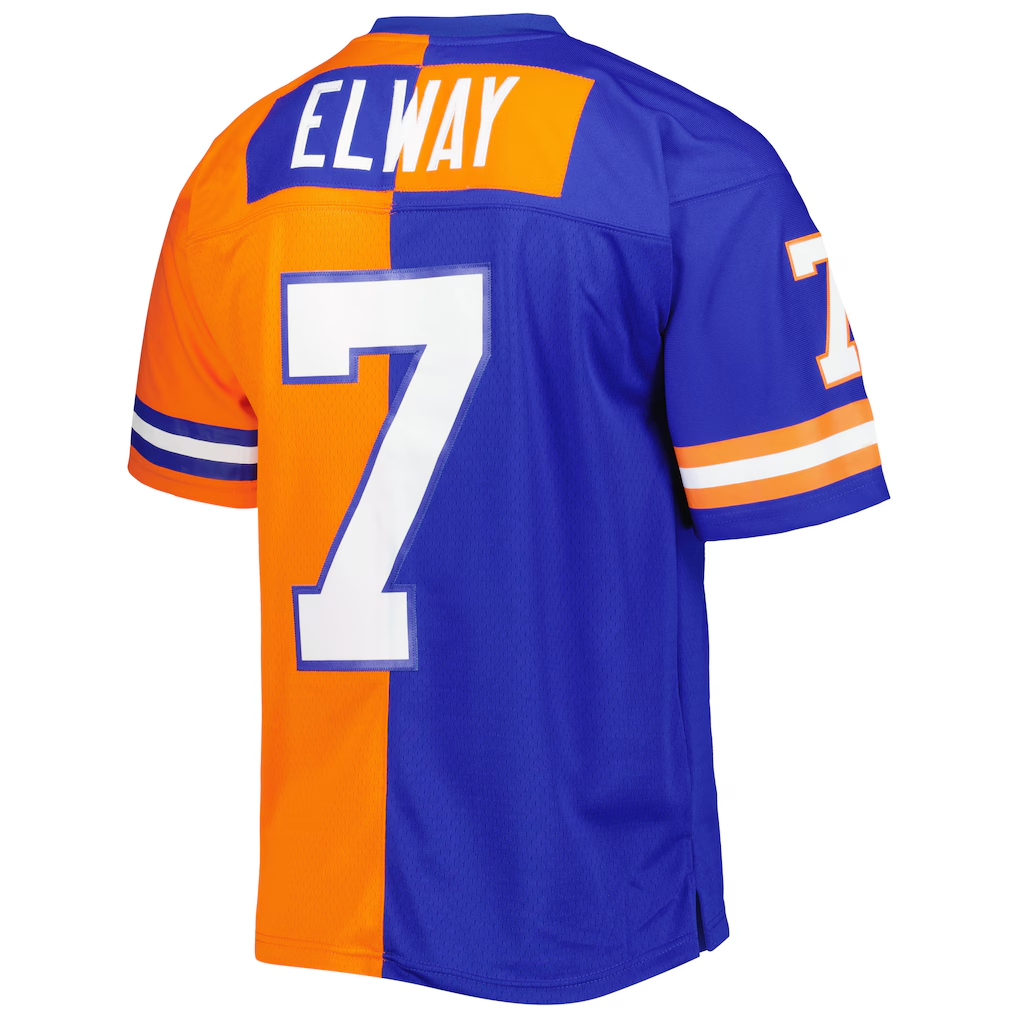 My Store D.Broncos #7 John Elway Mitchell & Ness RoyalOrange 1990 Split Legacy Replica Puhic Stitched Jerseys