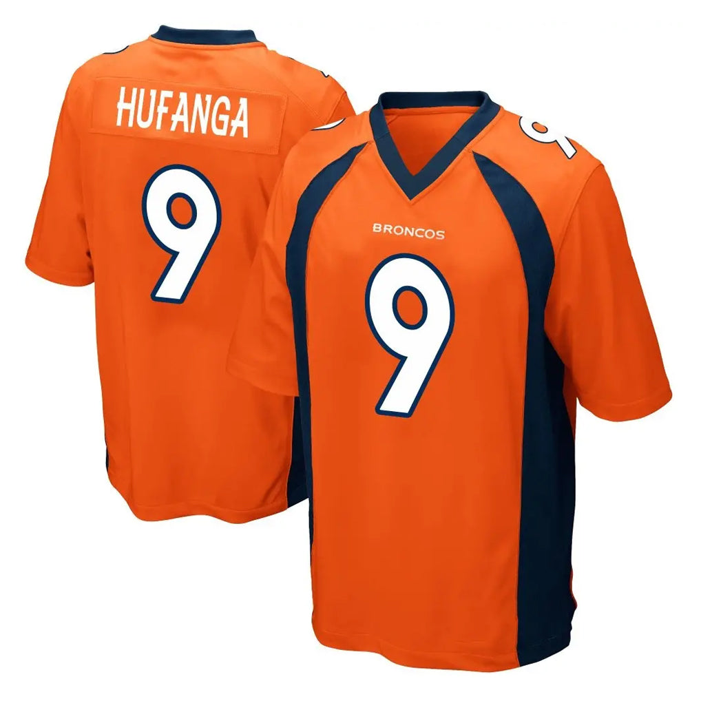 My Store D.Broncos #9 Talanoa Hufanga Player Orange Color Home Game Stitched Jerseys