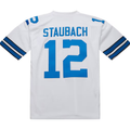 My Store D.Cowboys 1975 #12 Roger Staubach Mitchell & Ness White Authentic Throwback Retired Player Puhic  Stitched Jerseys