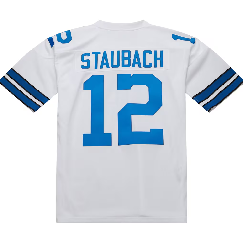My Store D.Cowboys 1975 #12 Roger Staubach Mitchell & Ness White Authentic Throwback Retired Player Puhic  Stitched Jerseys