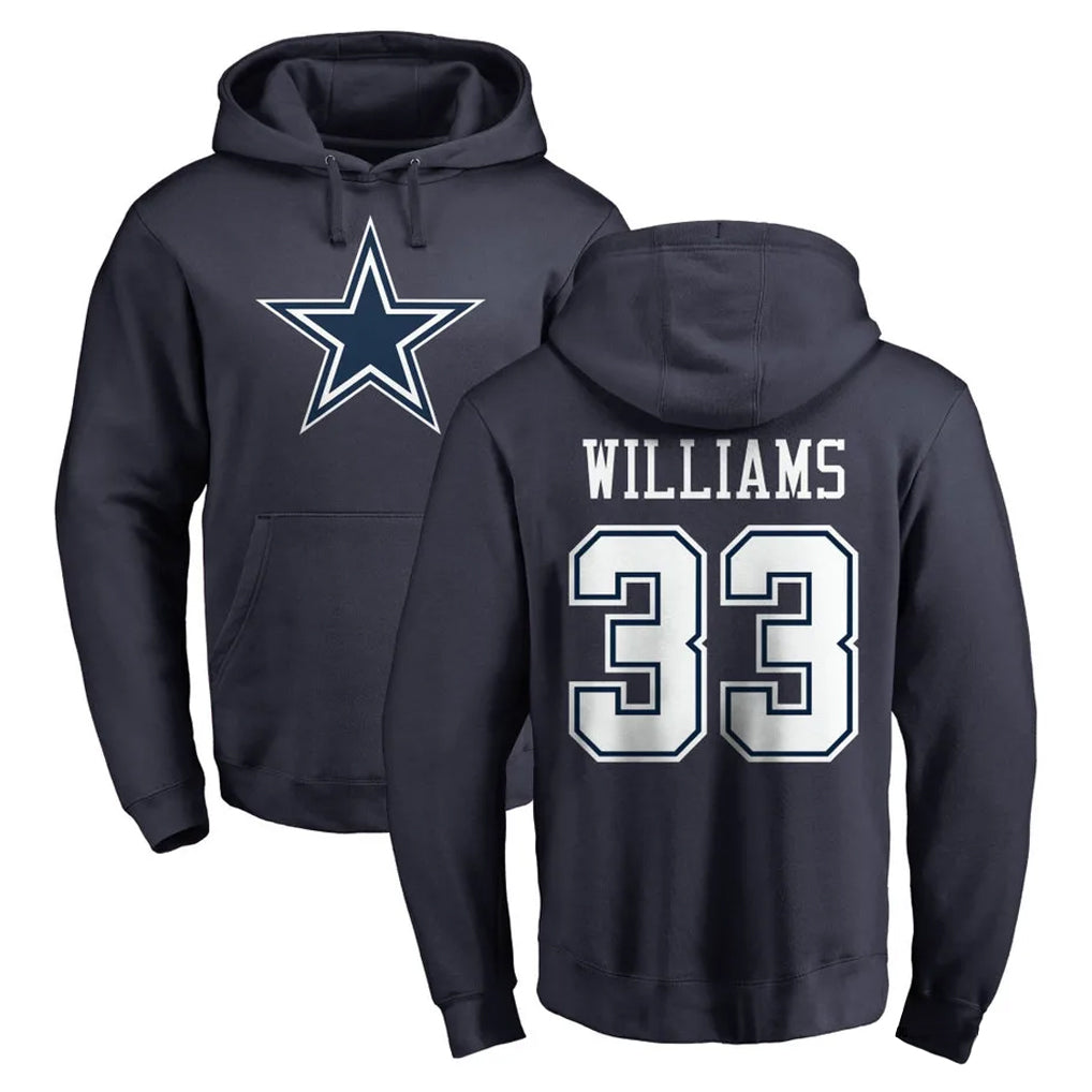 My Store D.Cowboys #33 Javonte Williams Player Navy Pullover Hoodies Limited Stitched Jerseys