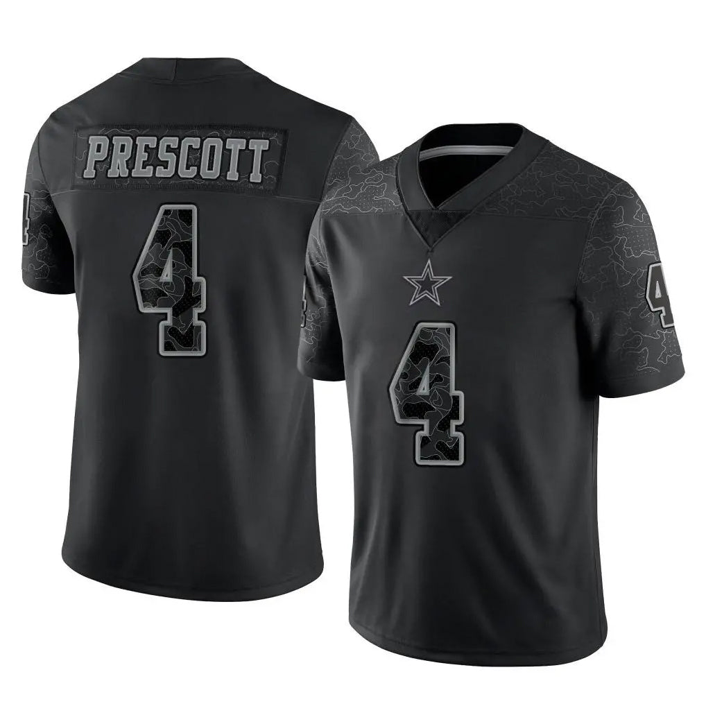 My Store D.Cowboys #4 Dak Prescott Player Black Limited Reflective Home Game Stitched Jerseys