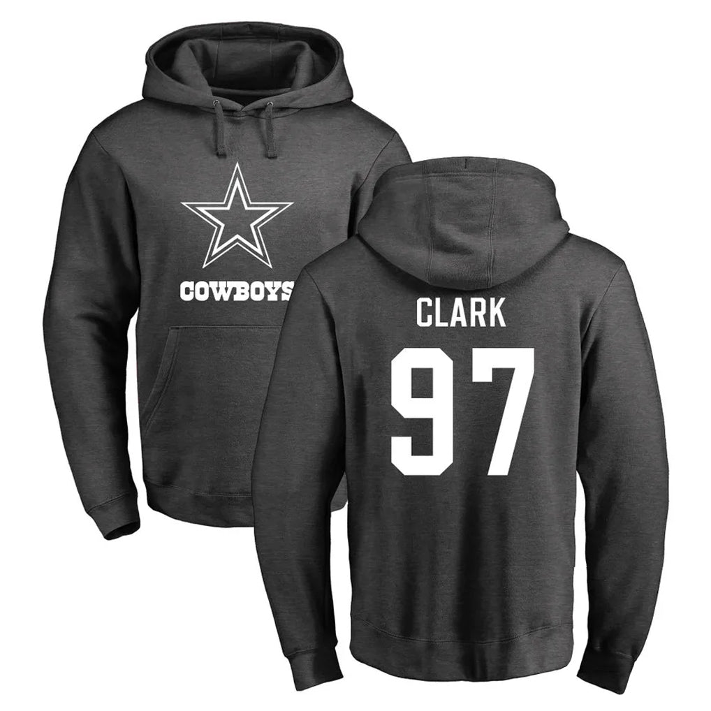 My Store D.Cowboys #97 Kenny Clark Player Ash One Color Pullover Hoodie Limited Stitched Jerseys