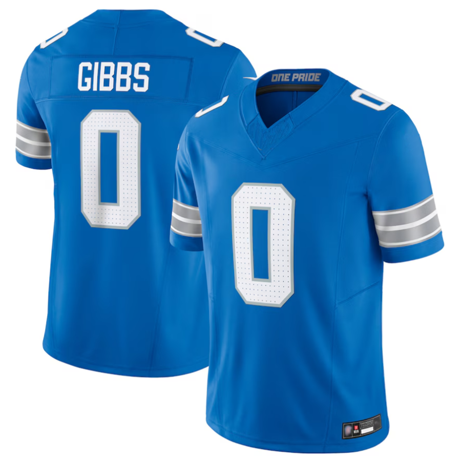 My Store D.Lions #0 Jahmyr Gibbs Player Blue Vapor F.U.S.E. Limited Replica Stitched Jerseys