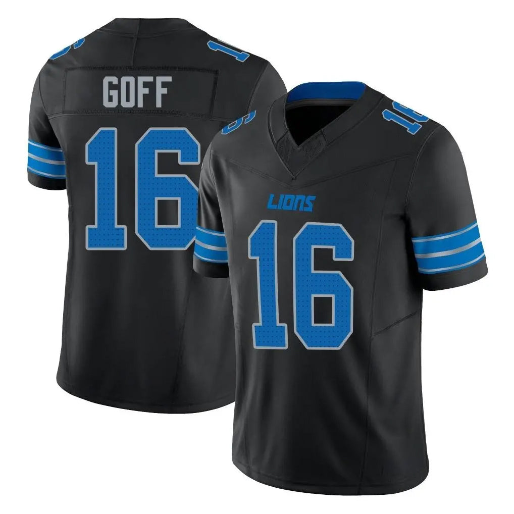 My Store D.Lions #16 Jared Goff Player Black Alternate Vapor F.U.S.E. Limited Home Game Stitched Jerseys