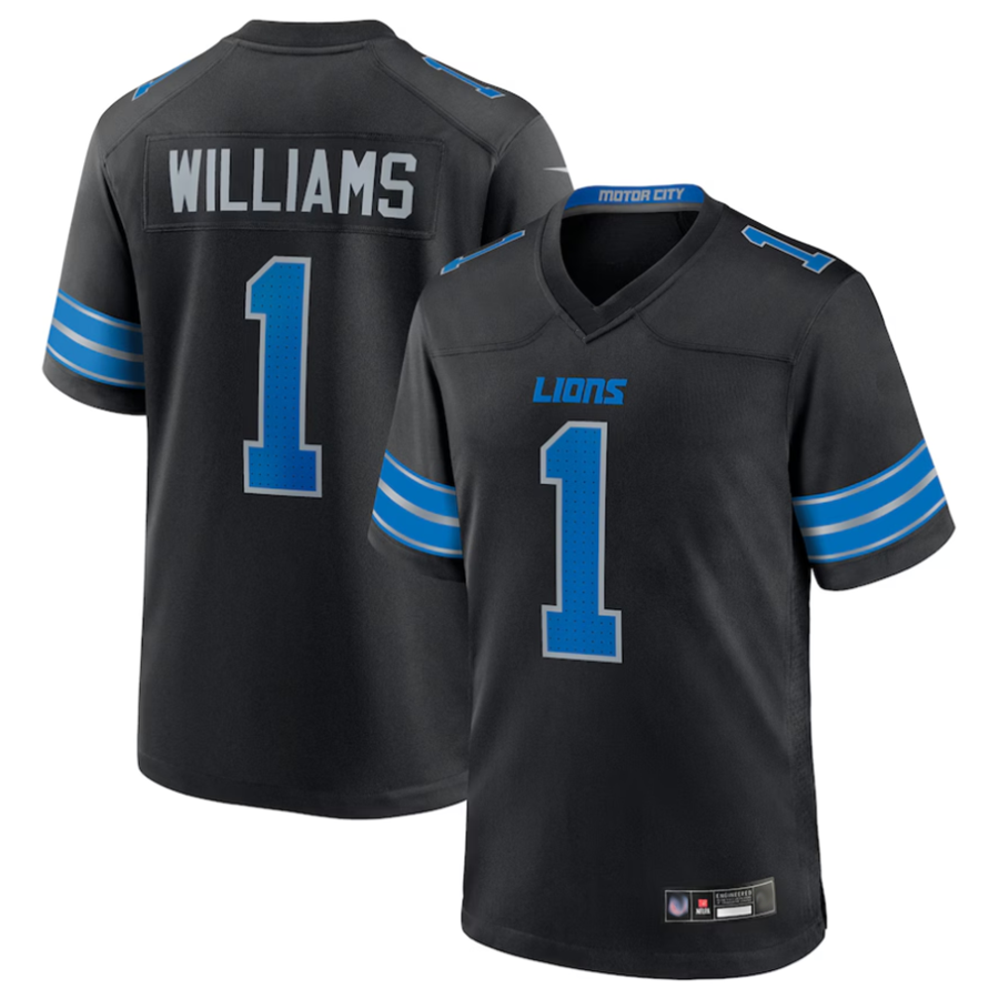 My Store D.Lions #1 Jameson Williams Player Black Replica Game Stitched Jerseys