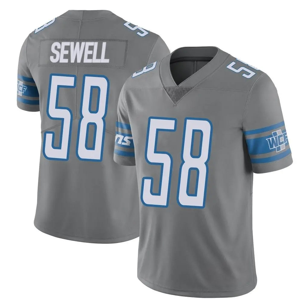 My Store D.Lions #58 Penei Sewell Player Gray Vapor Untouchable Limited Home Game Stitched Jerseys