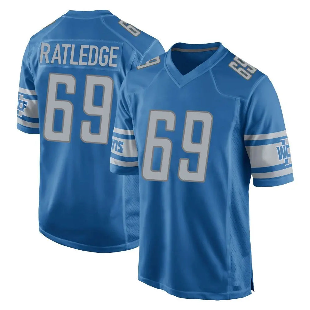 My Store D.Lions #69 Tate Ratledge Player Blue Home Game Stitched Jerseys