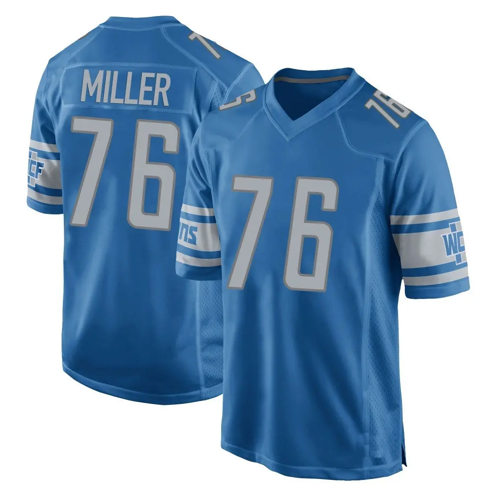 My Store D.Lions #76 Blake Miller Player Blue Home Game Stitched Jerseys