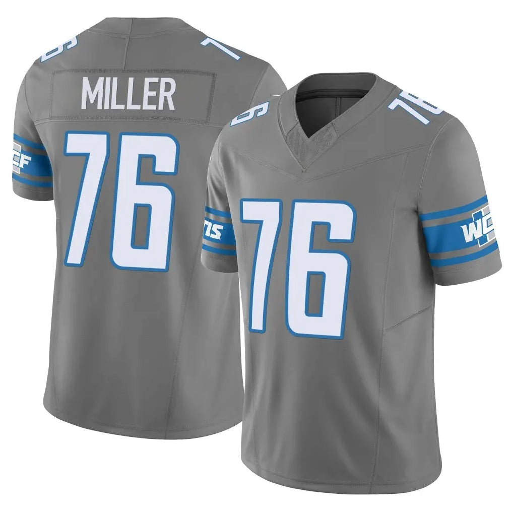 My Store D.Lions #76 Blake Miller Player Gray Vapor F.U.S.E. Limited Home Game Stitched Jerseys