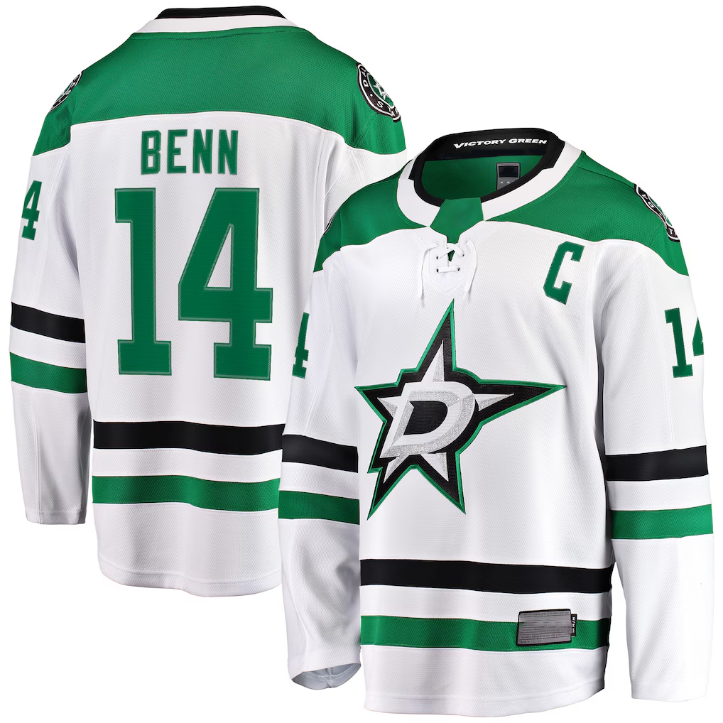 My Store D.Stars #14 Jamie Benn White Breakaway Jerseys